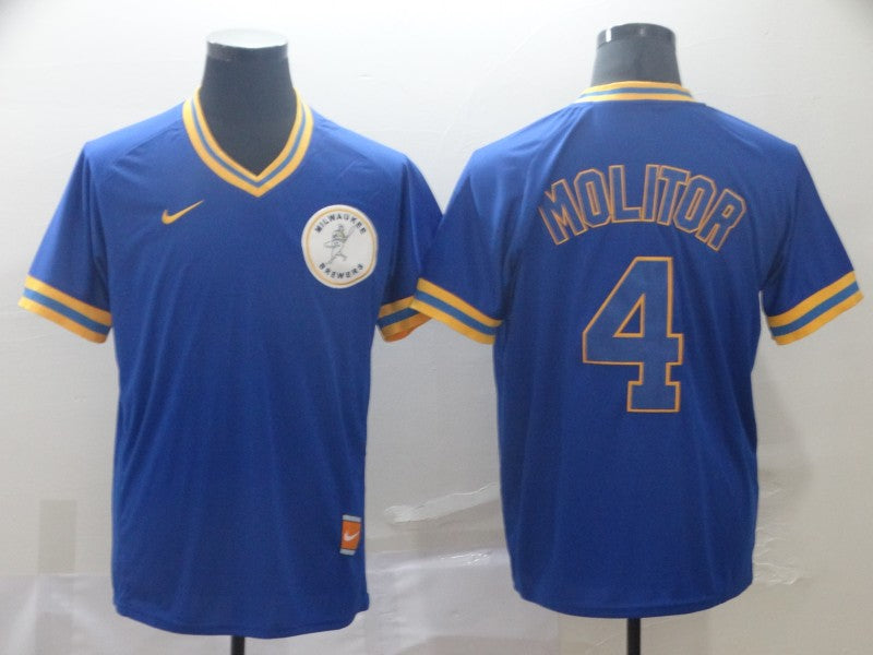 Men's Milwaukee Brewers Paul Molitor #4 Blue Jersey